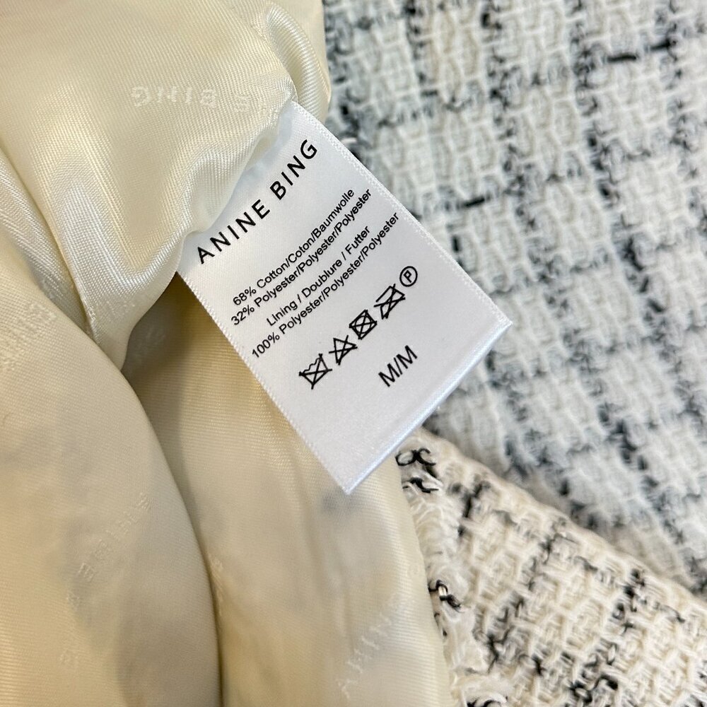 ANINE BING Janet Tweed Dress in White Plaid Size Medium NWT - Picture 10 of 15